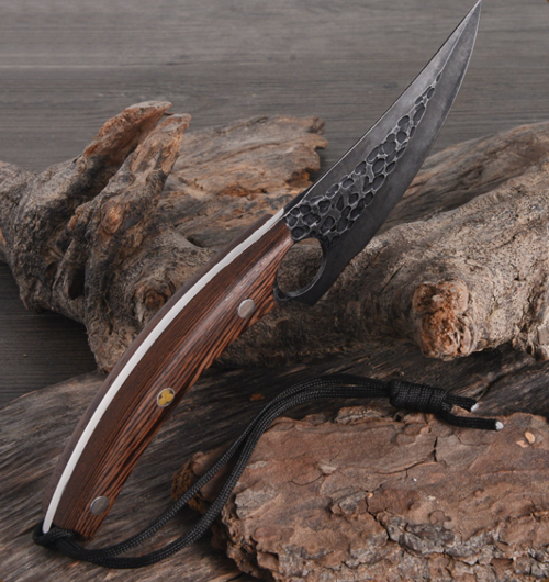 couteau viking de chasse artisanal marron