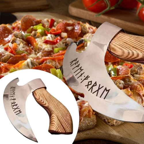 5 main coupe pizza viking axe coupe pizza medieval authentique trancheur de pizza en acier inoxydable avec manche en bois outils de cuisine pour pizza