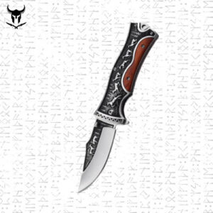 Engraved Folding Viking Pocket Knife for Outdoor Use