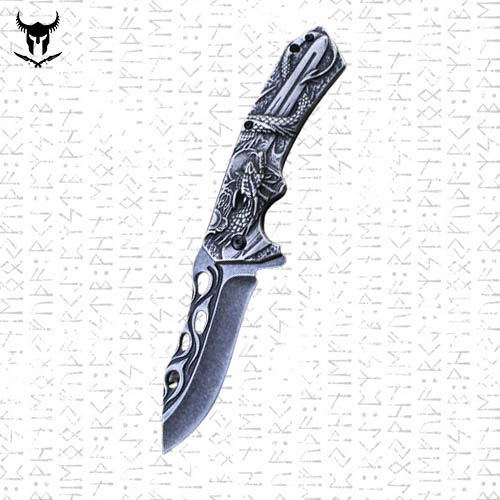 Nidhoggr Viking Folding Hunting Knife with High-Hardness Steel Handle