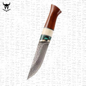 Norwegian Survival Knife In Damascus Steel Sharp And Durable With An Animal Bone Handle