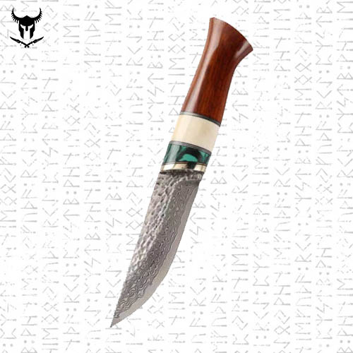 Norwegian Survival Knife In Damascus Steel Sharp And Durable With An Animal Bone Handle