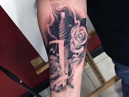 Arm Knife Tattoo