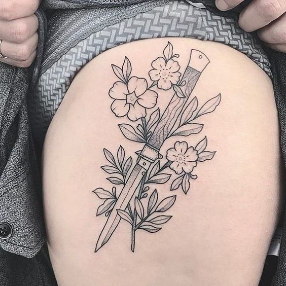 Flower Knife Tattoo