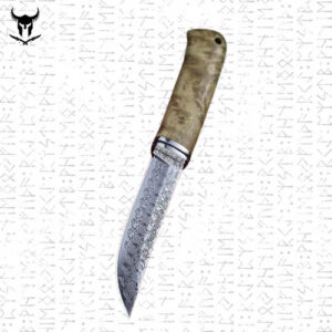 Lapon Hunting Knife Viking in Shade Wood and Damascus 22.5 CM